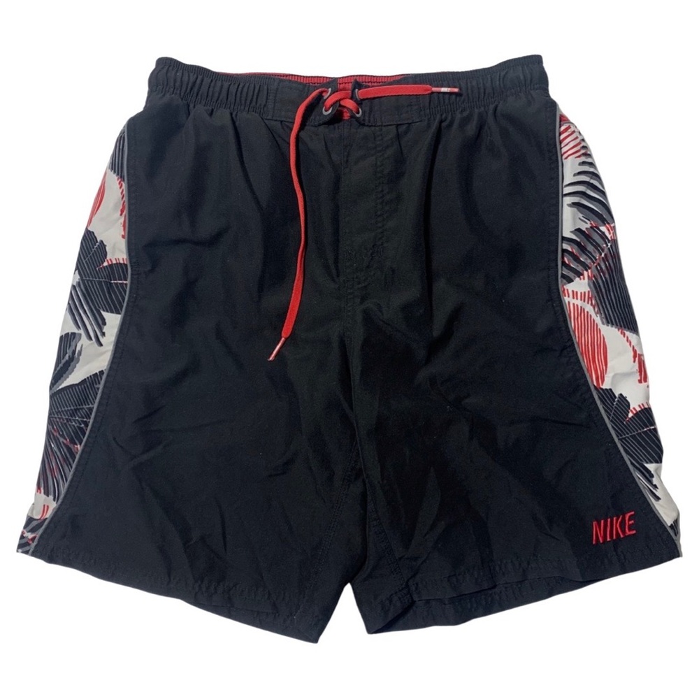 Vintage Nike Hawaiian Style Lined Swim Shorts Mens Size Medium Black / Floral